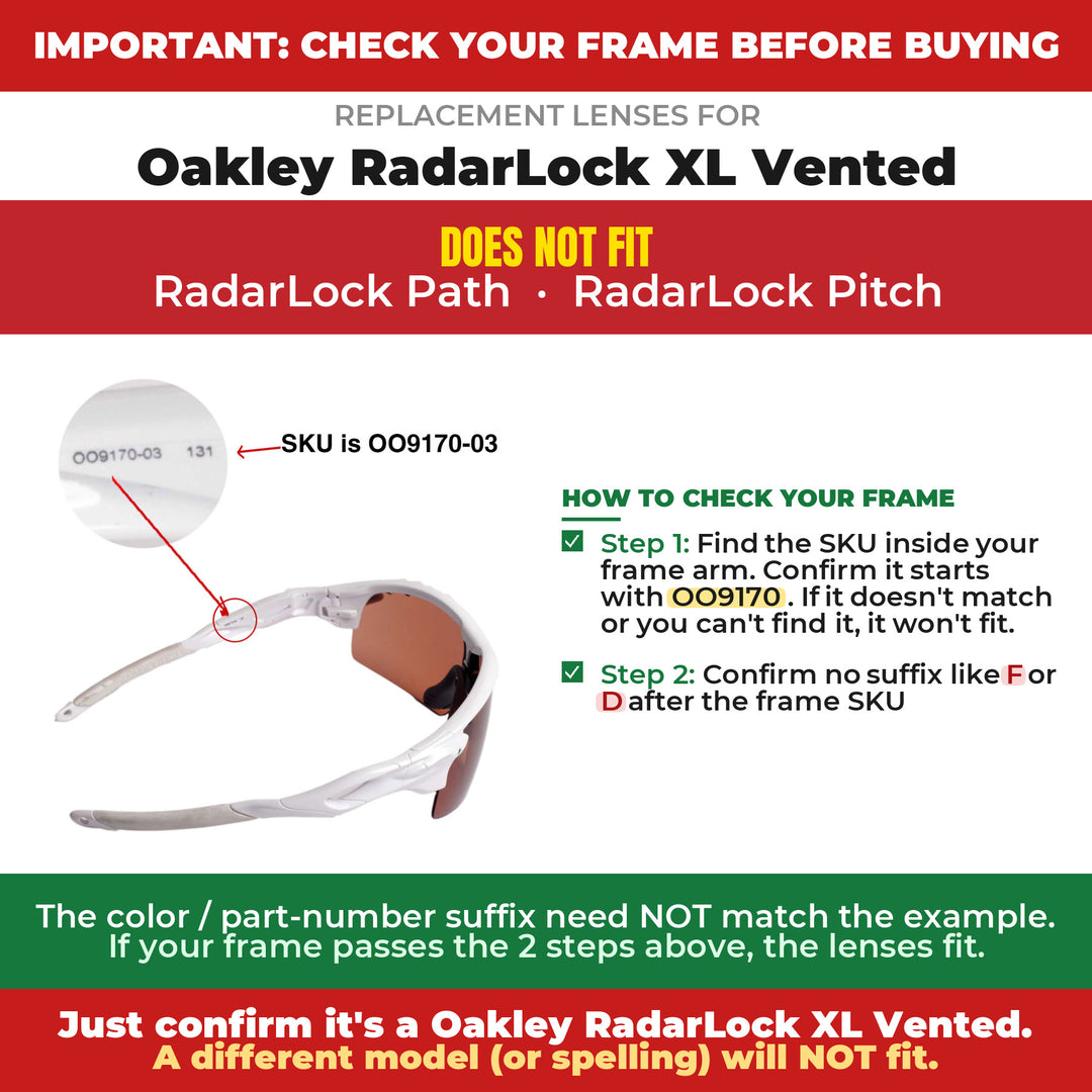 Verify your Oakley RadarLock XL Vented frame