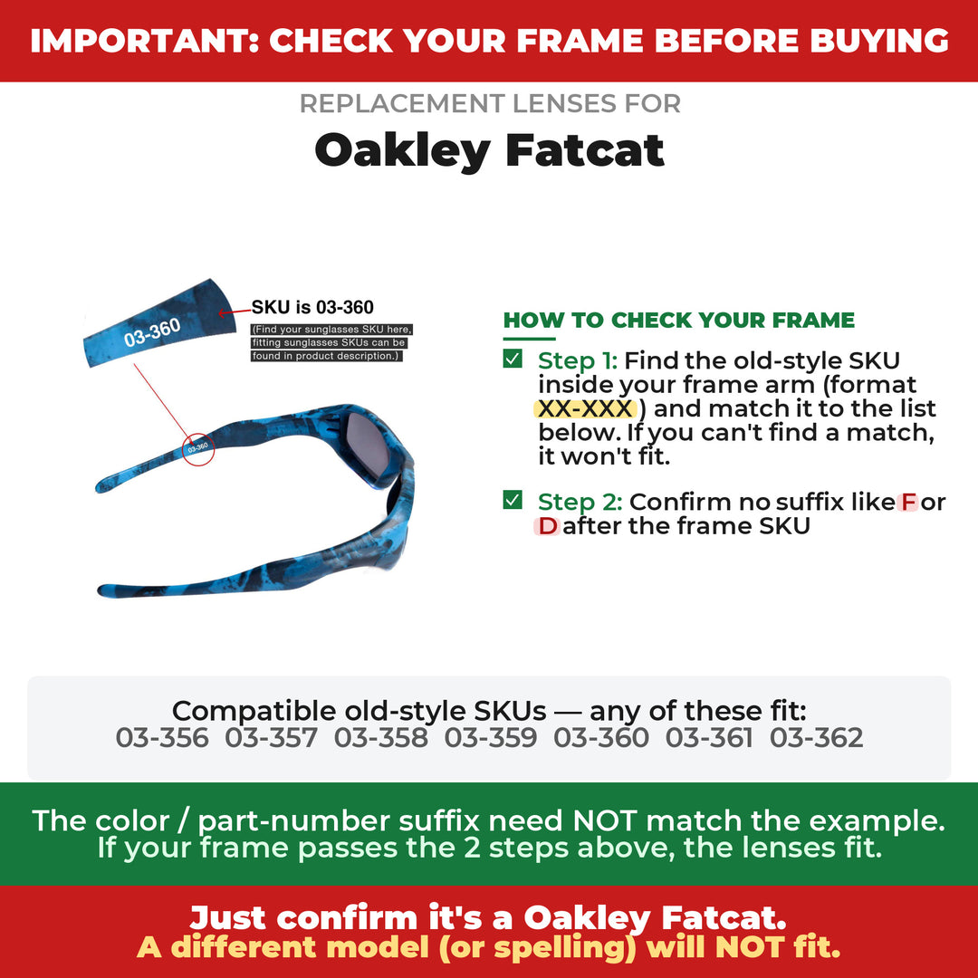 Verify your Oakley Fatcat frame