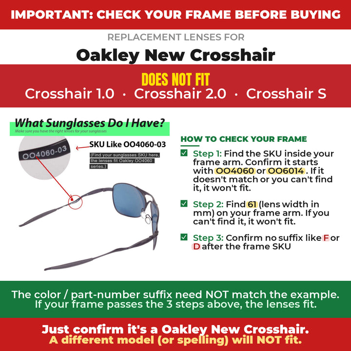 Verify your Oakley New Crosshair frame