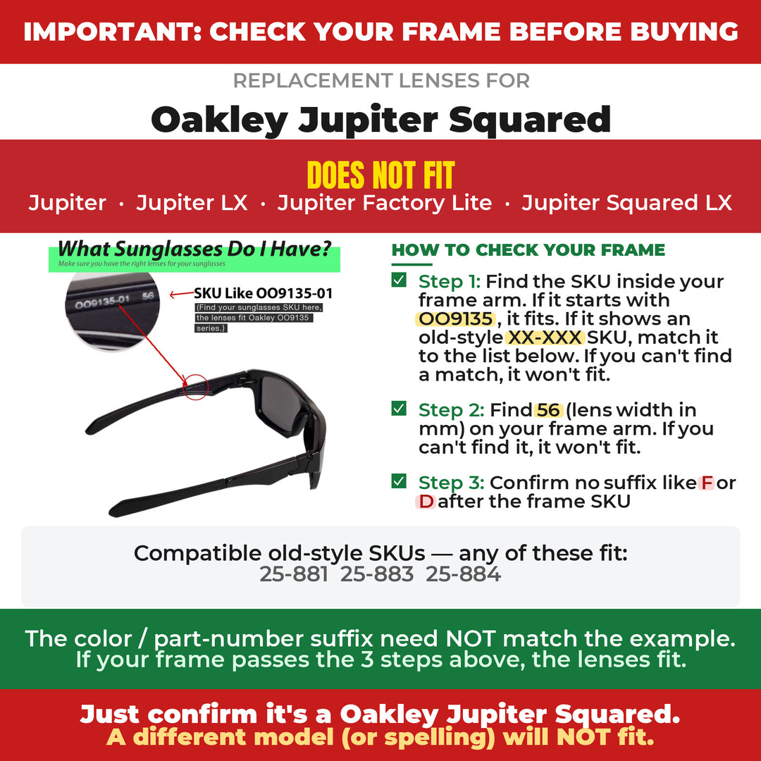 Verify your Oakley Jupiter Squared frame