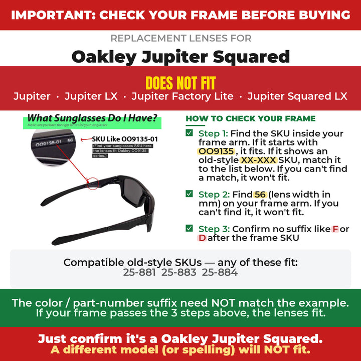 Verify your Oakley Jupiter Squared frame