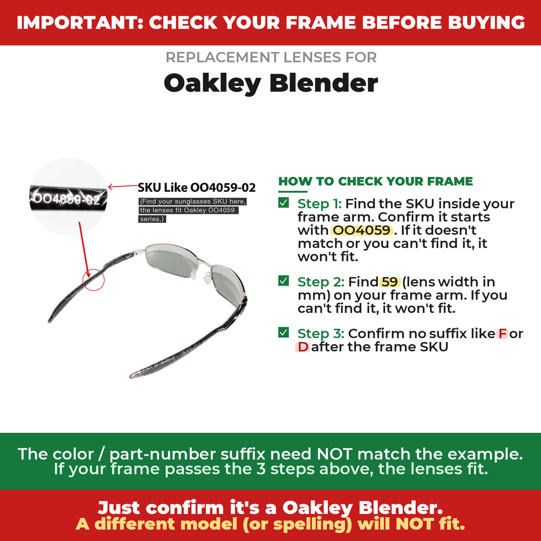 Verify your Oakley Blender frame