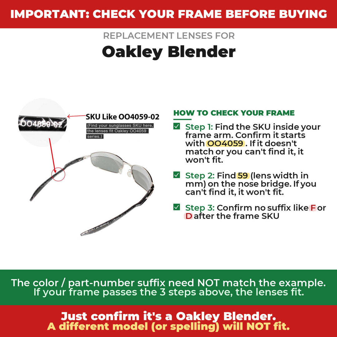 Verify your Oakley Blender frame