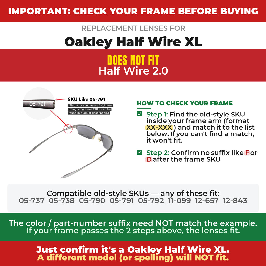 Verify your Oakley Half Wire XL frame