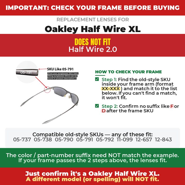 Verify your Oakley Half Wire XL frame
