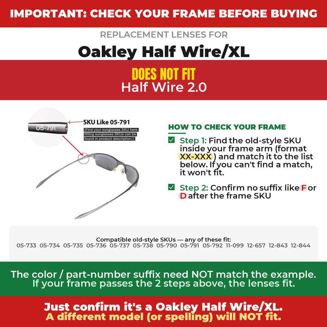 Verify your Oakley Half Wire/XL frame