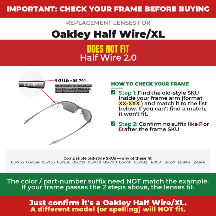 Verify your Oakley Half Wire/XL frame