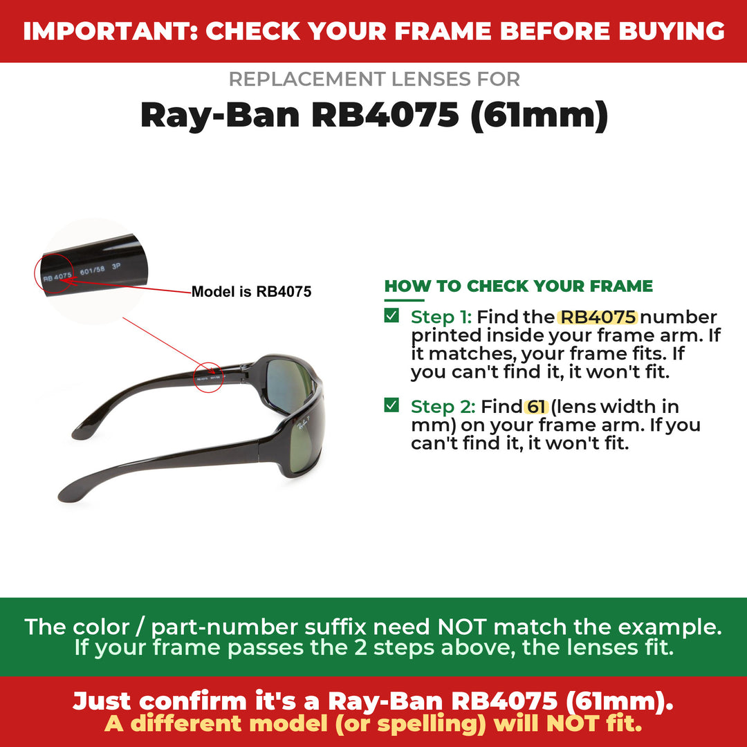 Verify your Ray-Ban RB4075 (61mm) frame