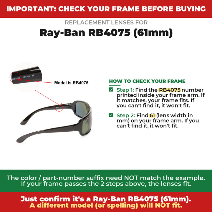 Verify your Ray-Ban RB4075 (61mm) frame