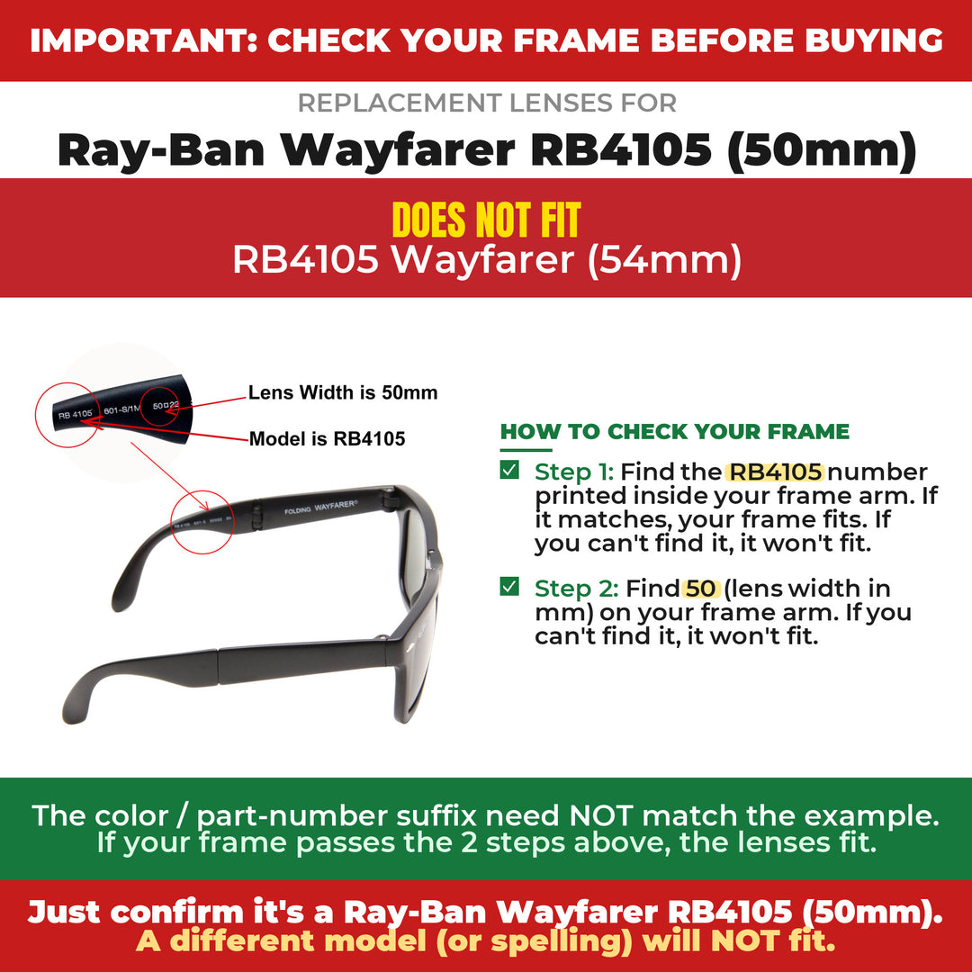 Verify your Ray-Ban Wayfarer RB4105 (50mm) frame