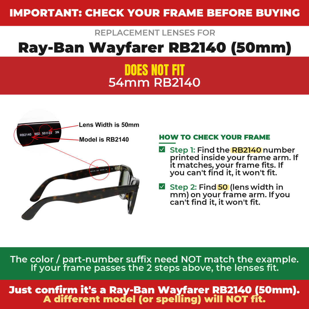 Verify your Ray-Ban Wayfarer RB2140 (50mm) frame