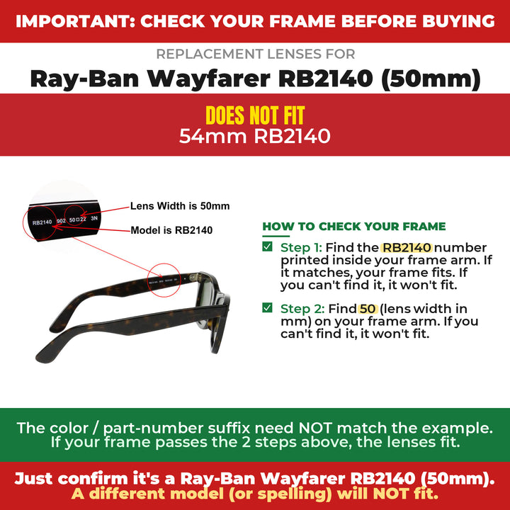 Verify your Ray-Ban Wayfarer RB2140 (50mm) frame