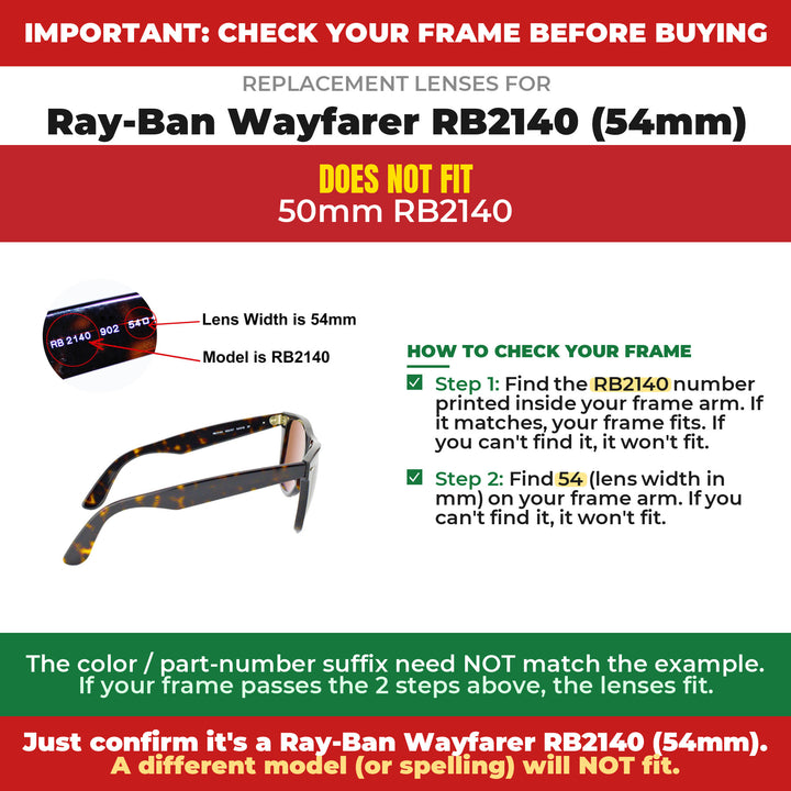 Verify your Ray-Ban Wayfarer RB2140 (54mm) frame