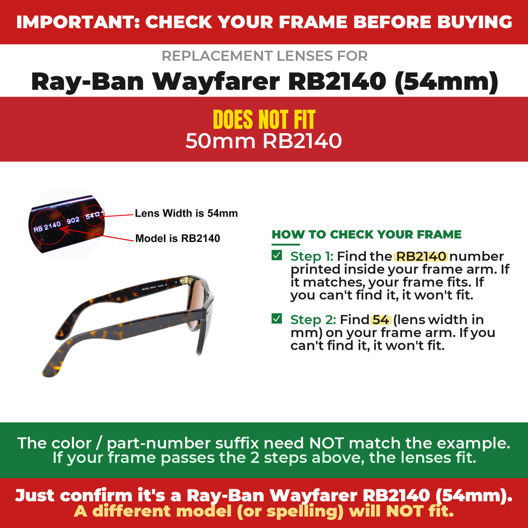 Verify your Ray-Ban Wayfarer RB2140 (54mm) frame