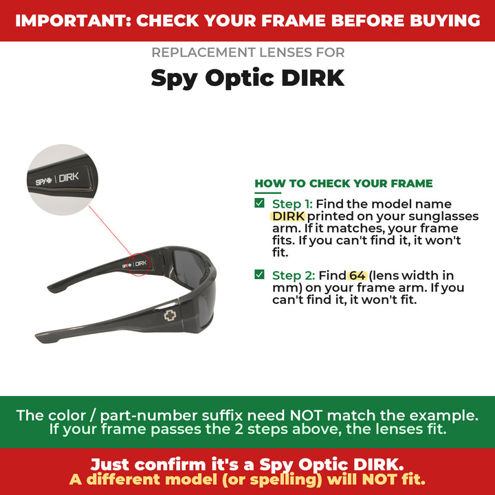 Verify your Spy Optic DIRK frame