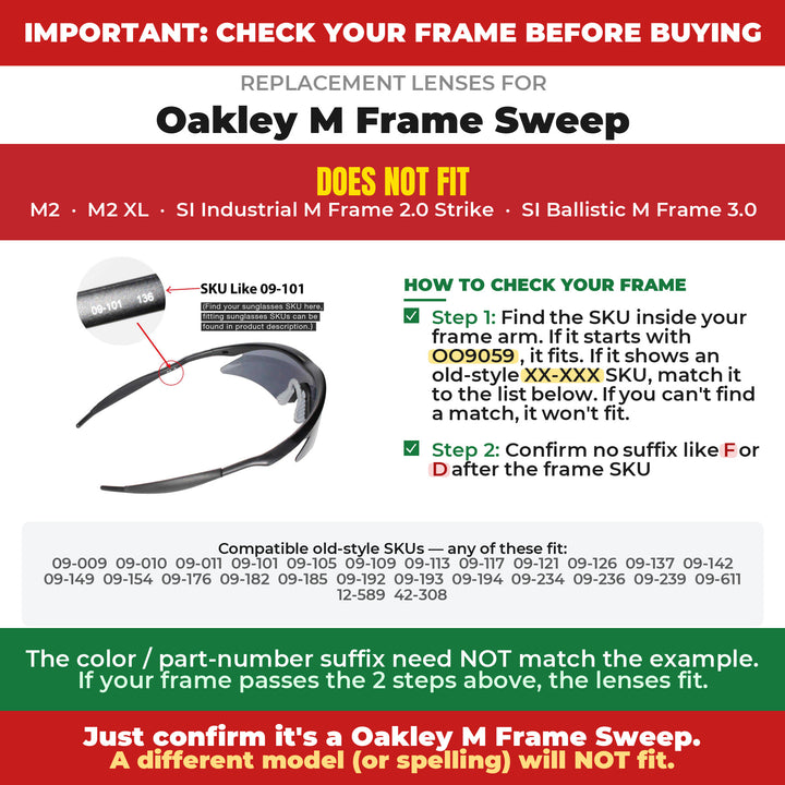 Verify your Oakley M Frame Sweep frame