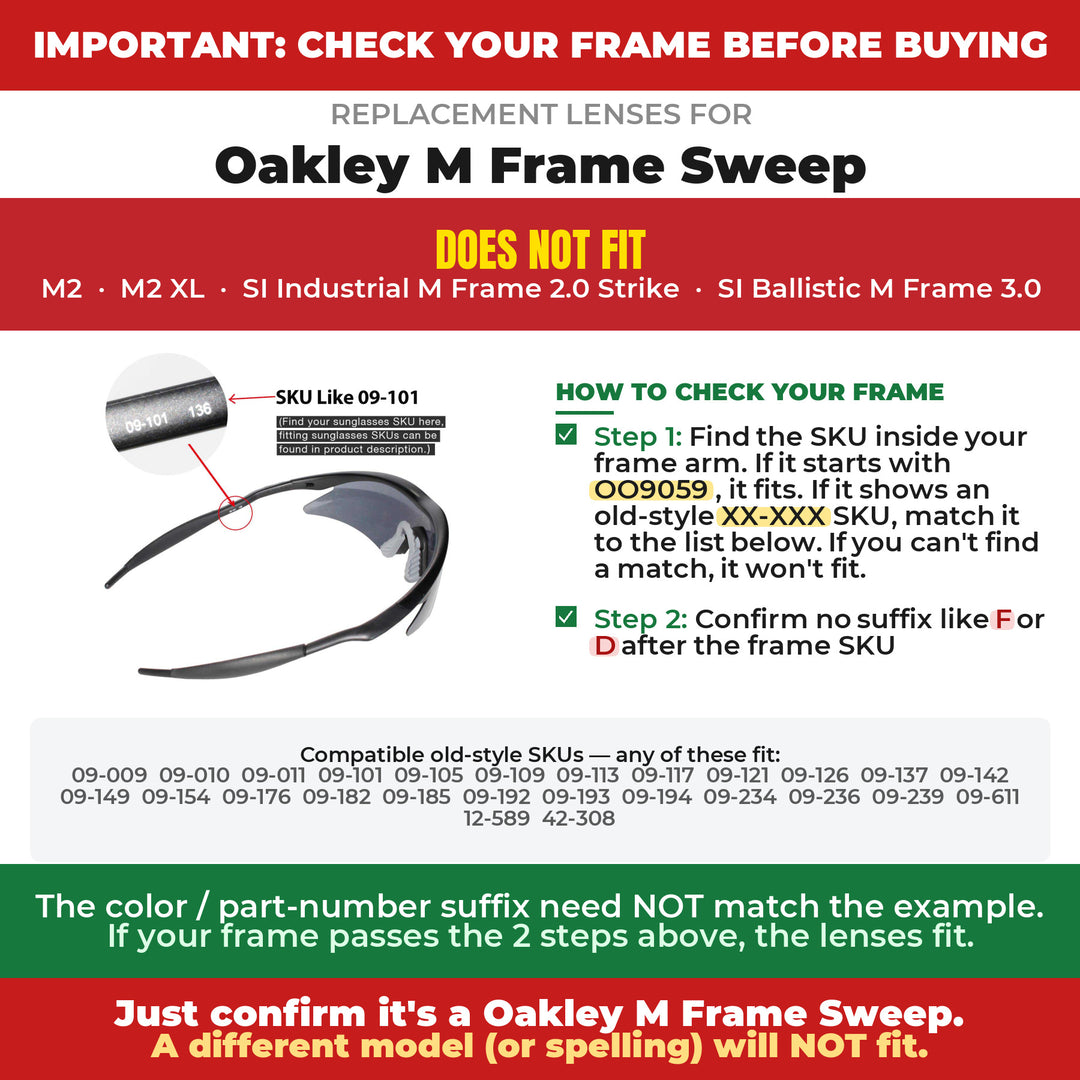 Verify your Oakley M Frame Sweep frame
