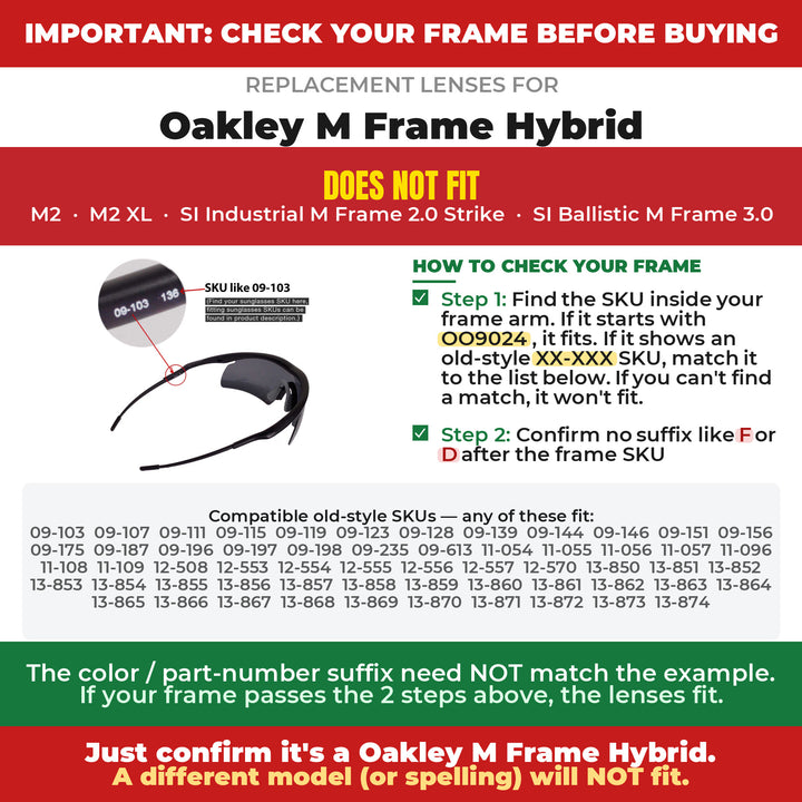 Verify your Oakley M Frame Hybrid frame