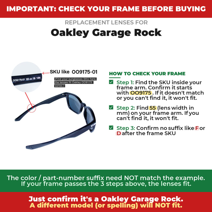 Verify your Oakley Garage Rock frame