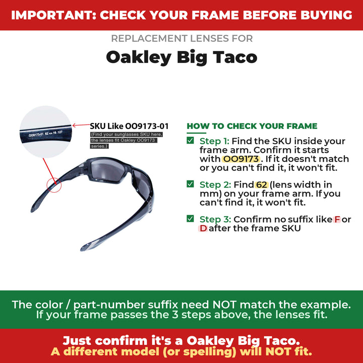Verify your Oakley Big Taco frame