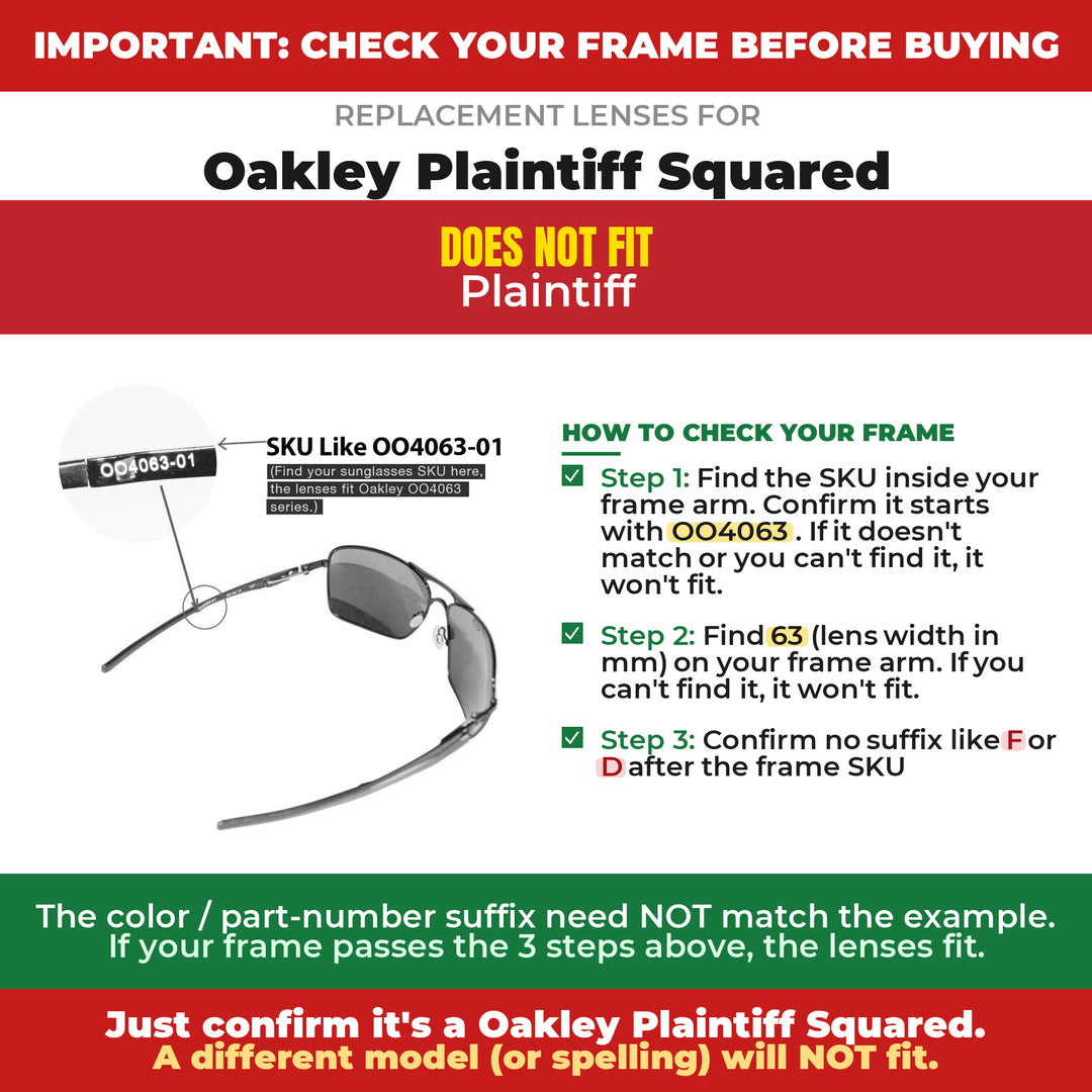 Verify your Oakley Plaintiff Squared frame