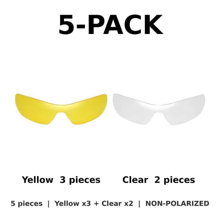 5-Pack Non-Polarized: Yellow x3 + Clear x2