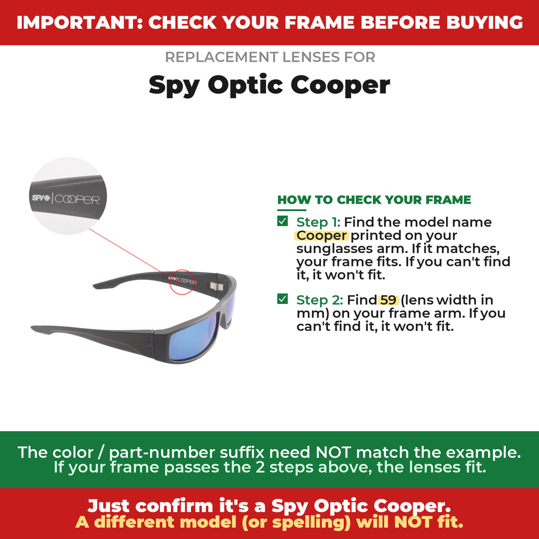 Verify your Spy Optic Cooper frame