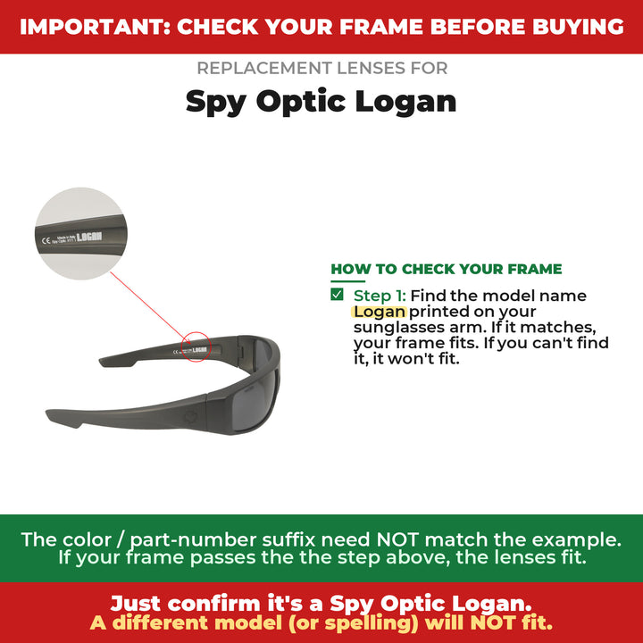 Verify your Spy Optic Logan frame