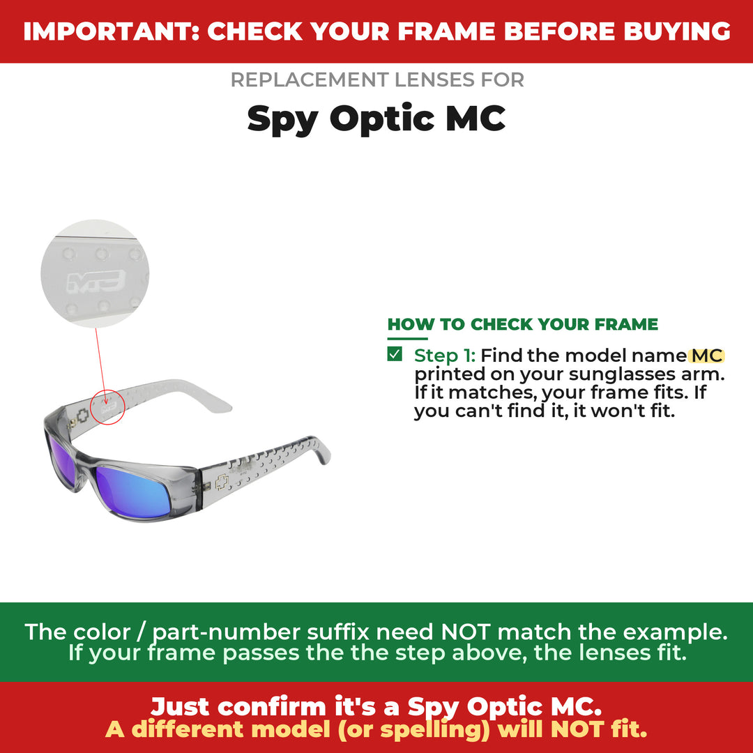 Verify your Spy Optic MC frame
