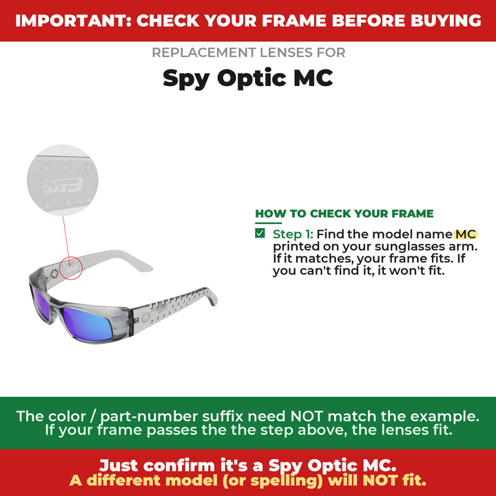 Verify your Spy Optic MC frame