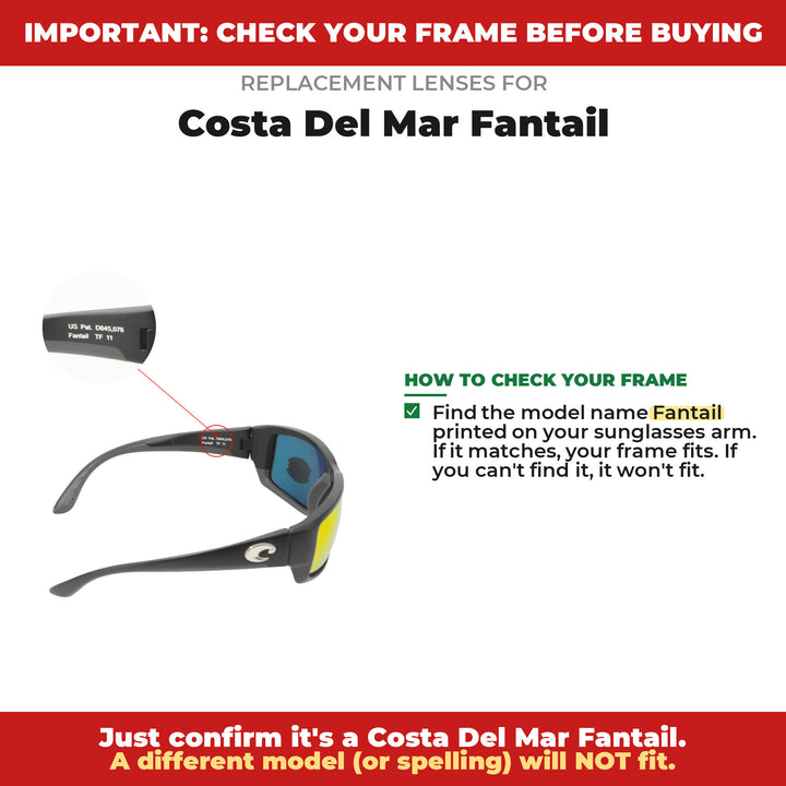 Verify your Costa Del Mar Fantail frame