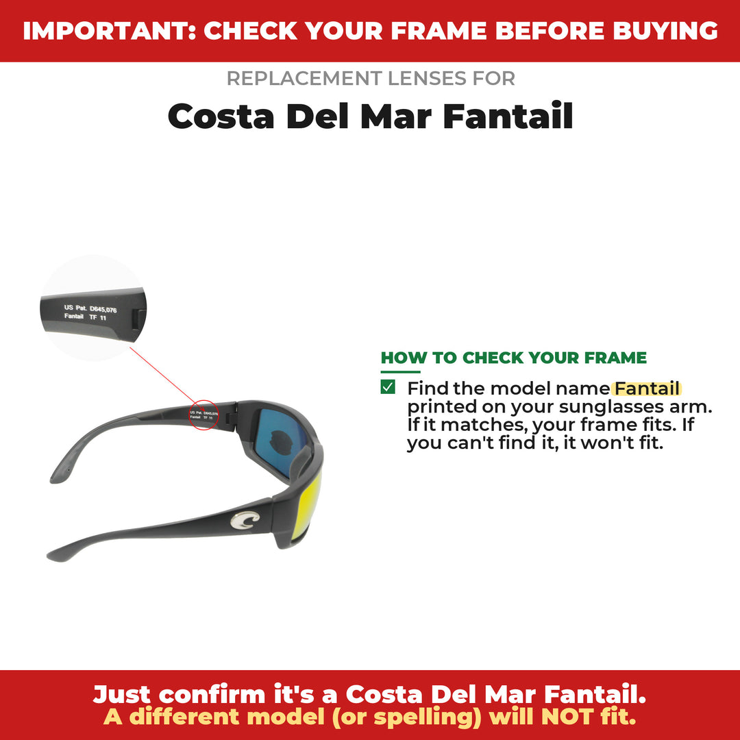 Verify your Costa Del Mar Fantail frame