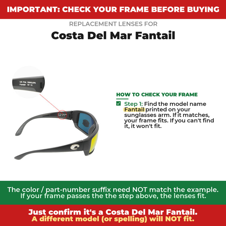 Verify your Costa Del Mar Fantail frame