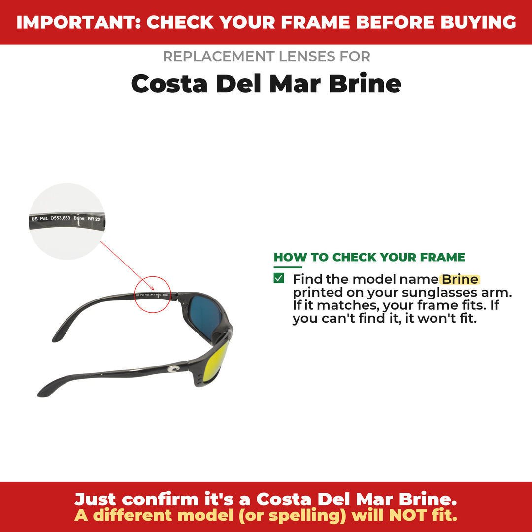 Verify your Costa Del Mar Brine frame