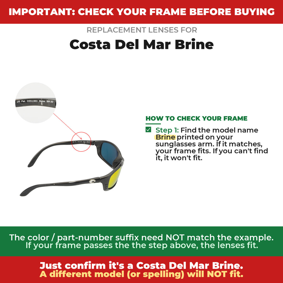 Verify your Costa Del Mar Brine frame