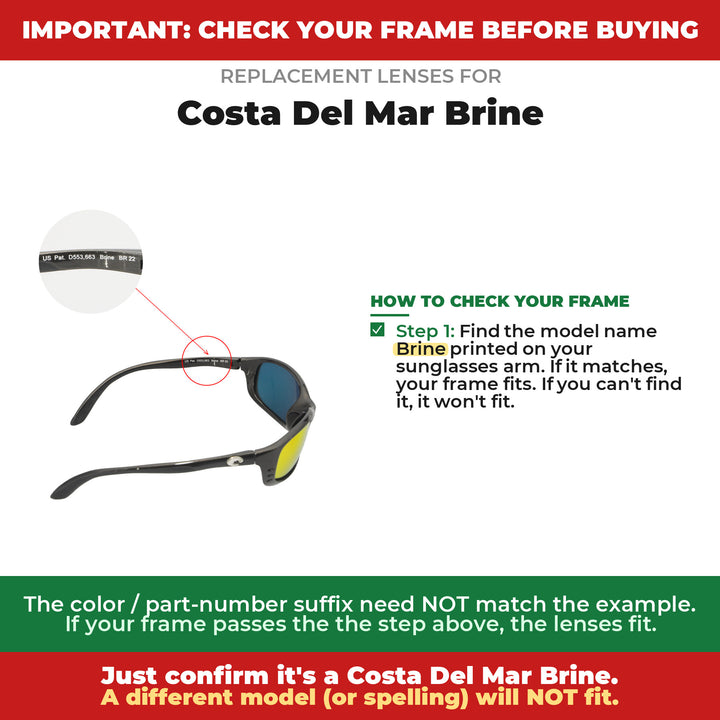 Verify your Costa Del Mar Brine frame