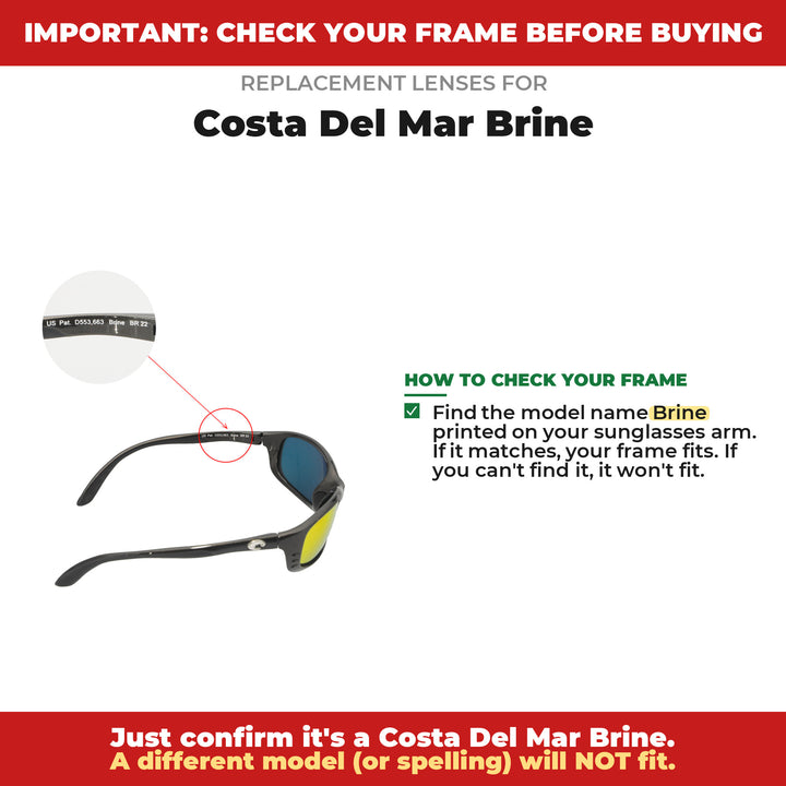 Verify your Costa Del Mar Brine frame