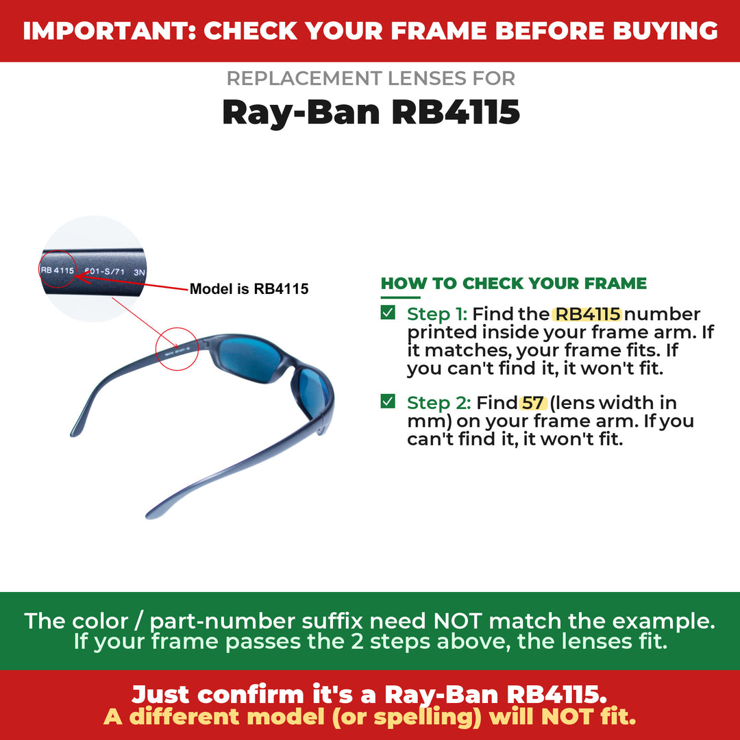 Verify your Ray-Ban RB4115 frame