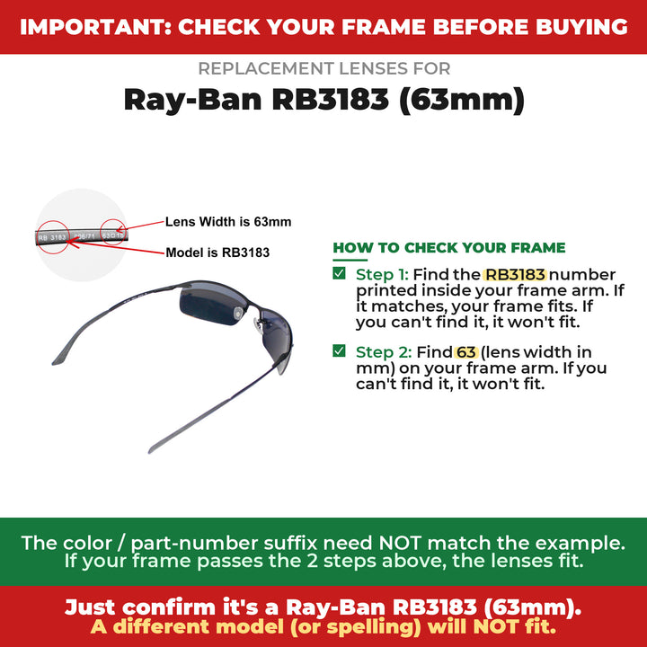 Verify your Ray-Ban RB3183 (63mm) frame