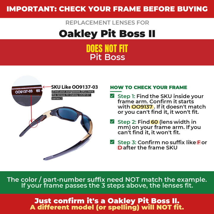 Verify your Oakley Pit Boss II frame