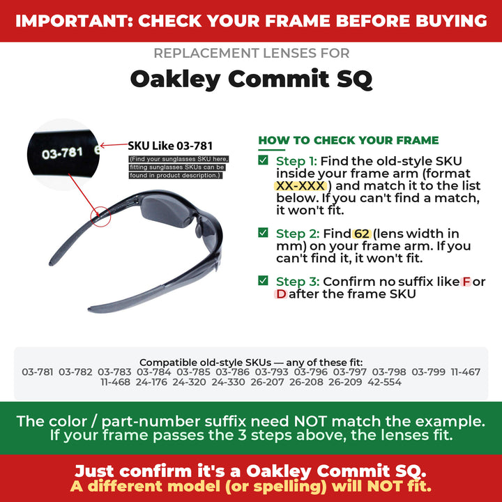 Verify your Oakley Commit SQ frame