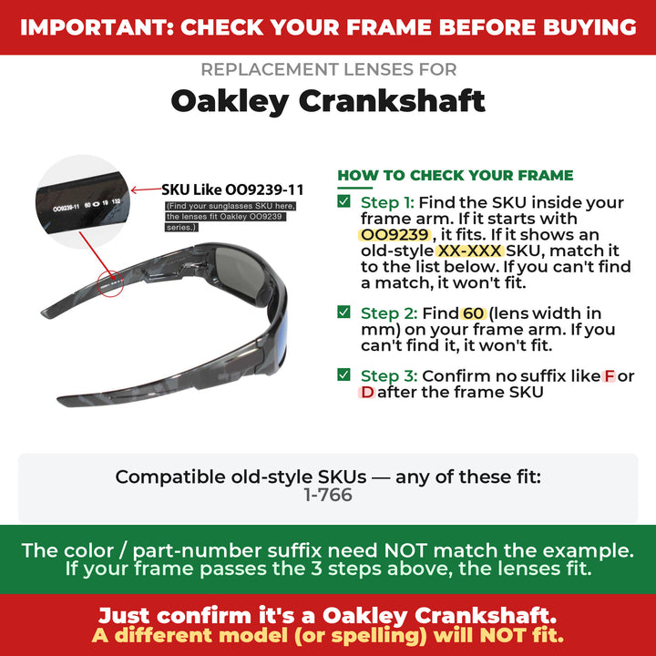 Verify your Oakley Crankshaft frame