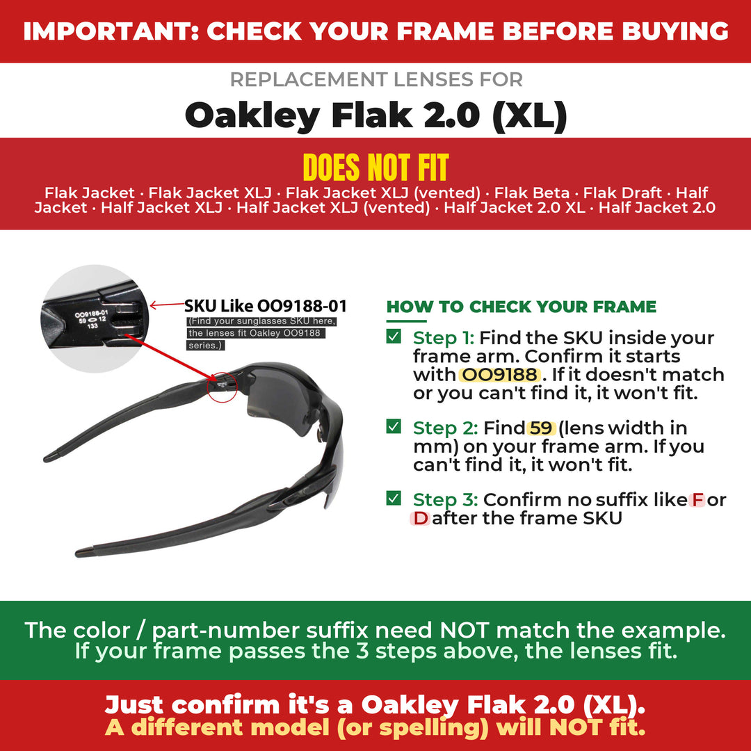 Verify your Oakley Flak 2.0 (XL) frame