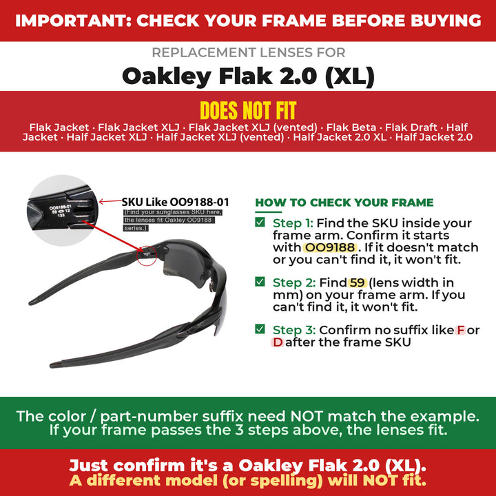 Verify your Oakley Flak 2.0 (XL) frame