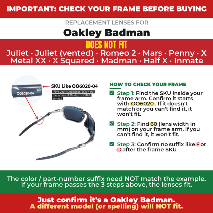 Verify your Oakley Badman frame