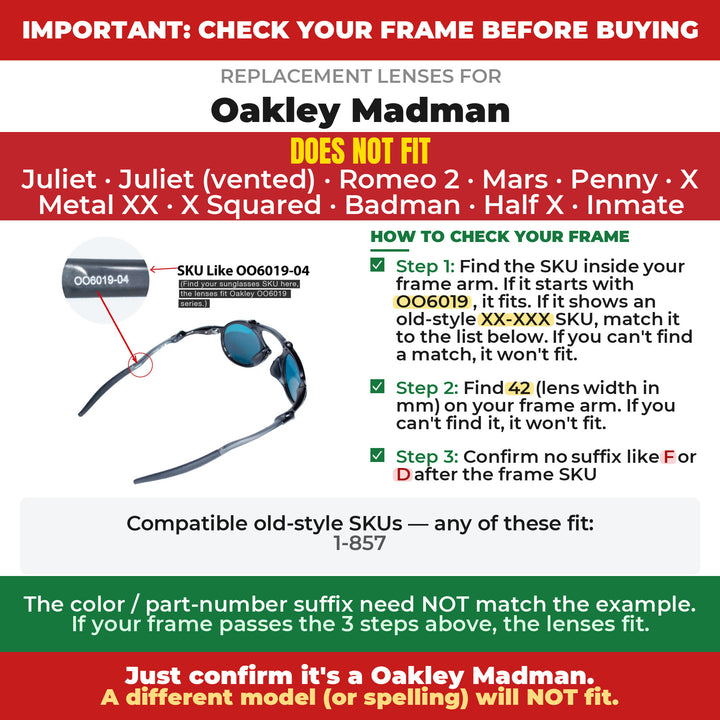 Verify your Oakley Madman frame