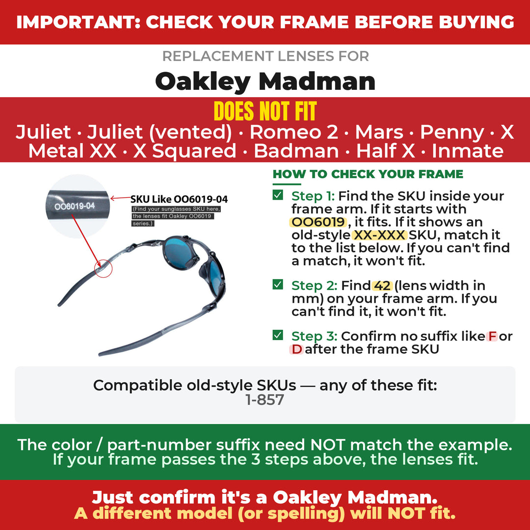 Verify your Oakley Madman frame