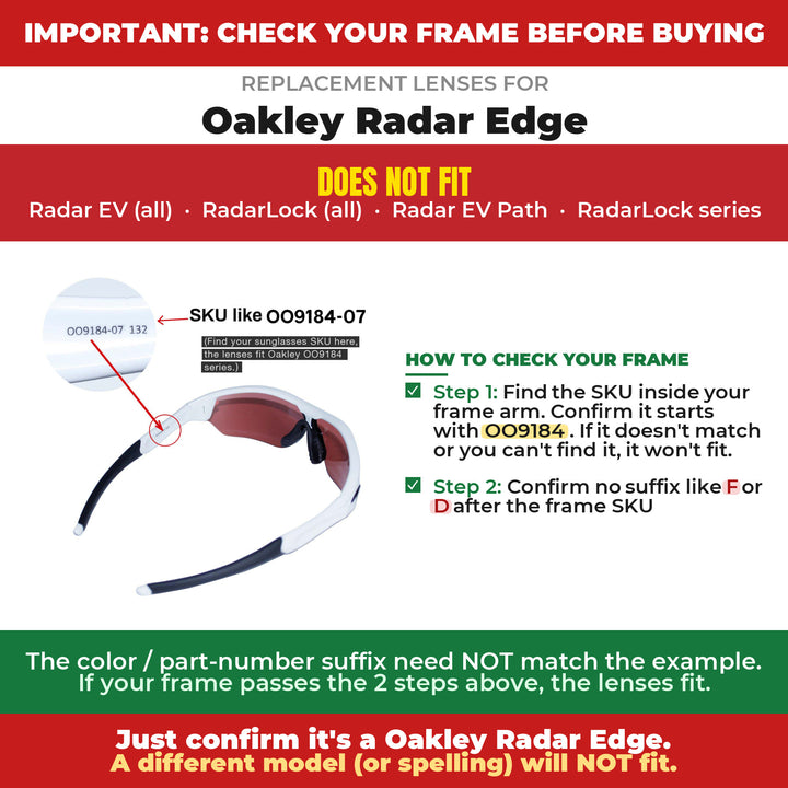 Verify your Oakley Radar Edge frame