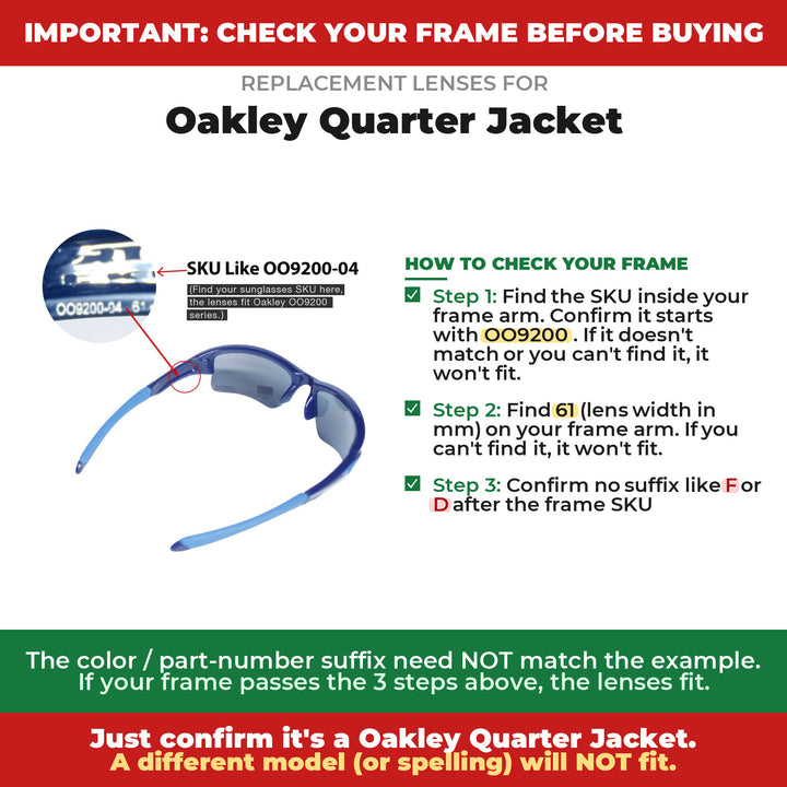 Verify your Oakley Quarter Jacket frame