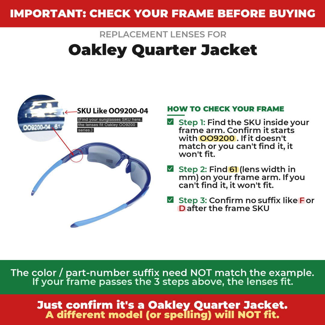 Verify your Oakley Quarter Jacket frame